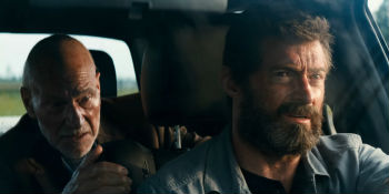 Patrick Stewart and Hugh Jackman in "Logan"