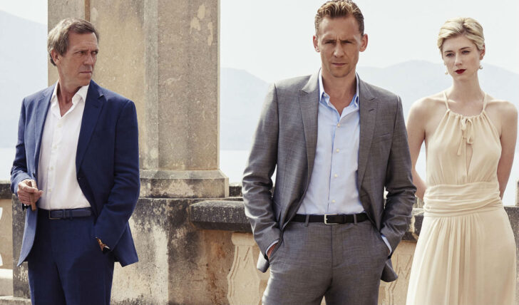 Hugh Laurie, Tom Hiddleston, and Elizabeth Dibecki in "The Night Manager"